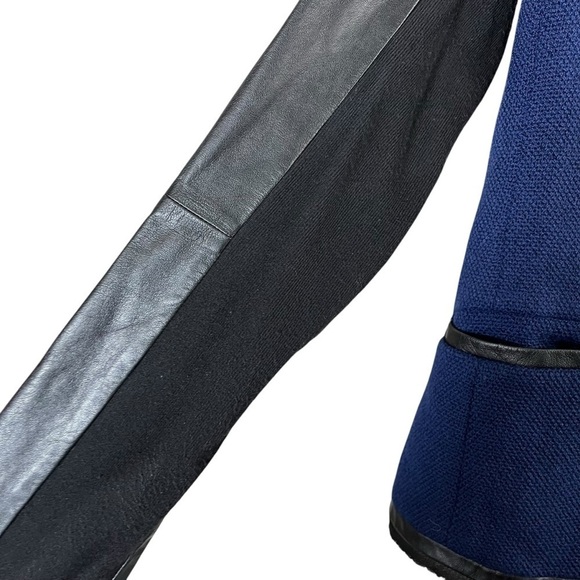 VINCE Lambskin Leather Sleeve Mixed Media Moto Jacket - Picture 8 of 12